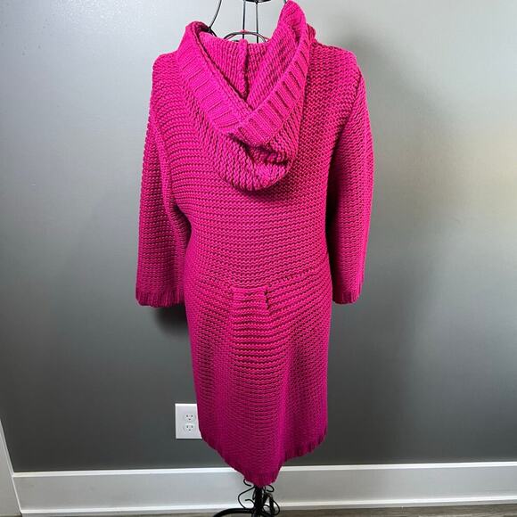 Style & Co Pink Button Front Pleated Long Cardigan  with Hood Size XL - Picture 2 of 7